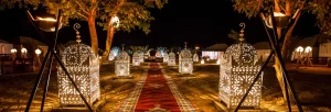 Red Carpet leaded to Luxurious Desert Camps in the Moroccan Sahara Desert with our Morocco Travel Agency