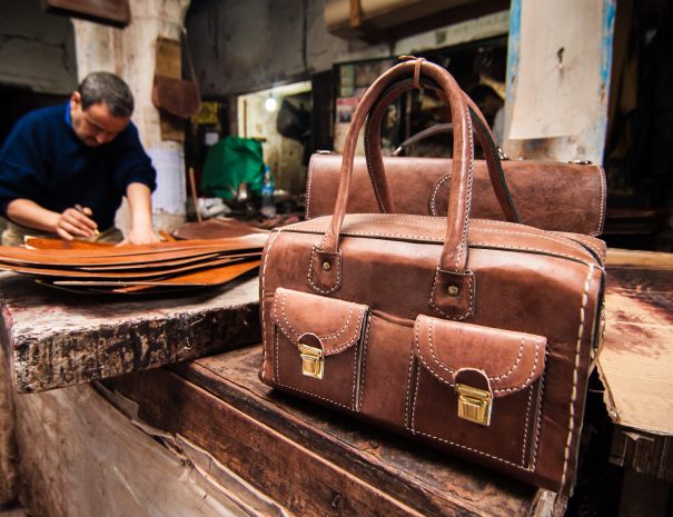 Moroccan-food-tour-photography-tour-rabat-artisan-leather-bag